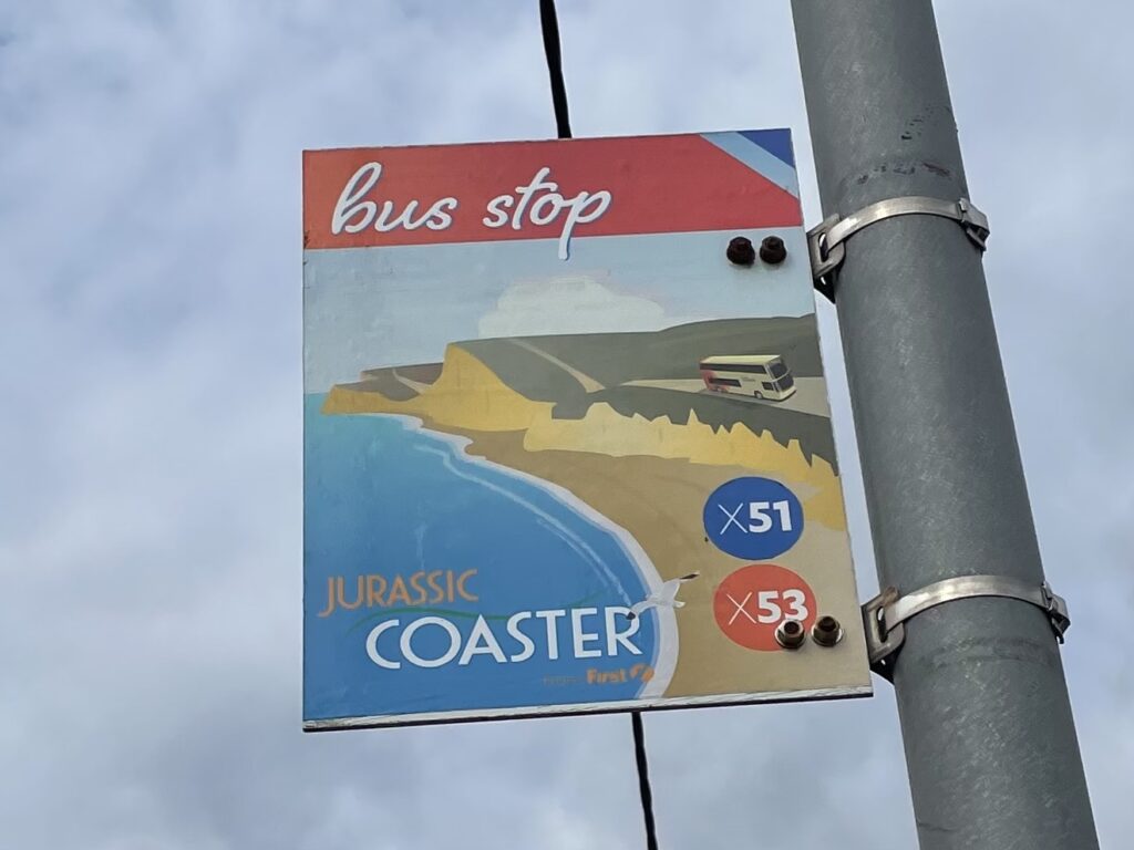 A Jurassic Coaster bus stop