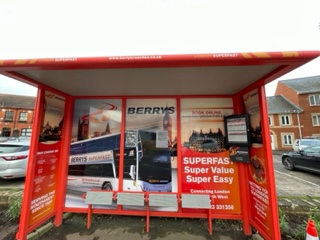 Berrys Coaches departure bus stop in Taunton